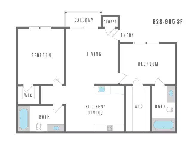 2 Bedroom 2 Bath 11845 West 12-1204 floor plan